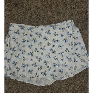 Old Navy Wrap Skort Shorts White Blue Floral Women's XL TALL Linen Rayon